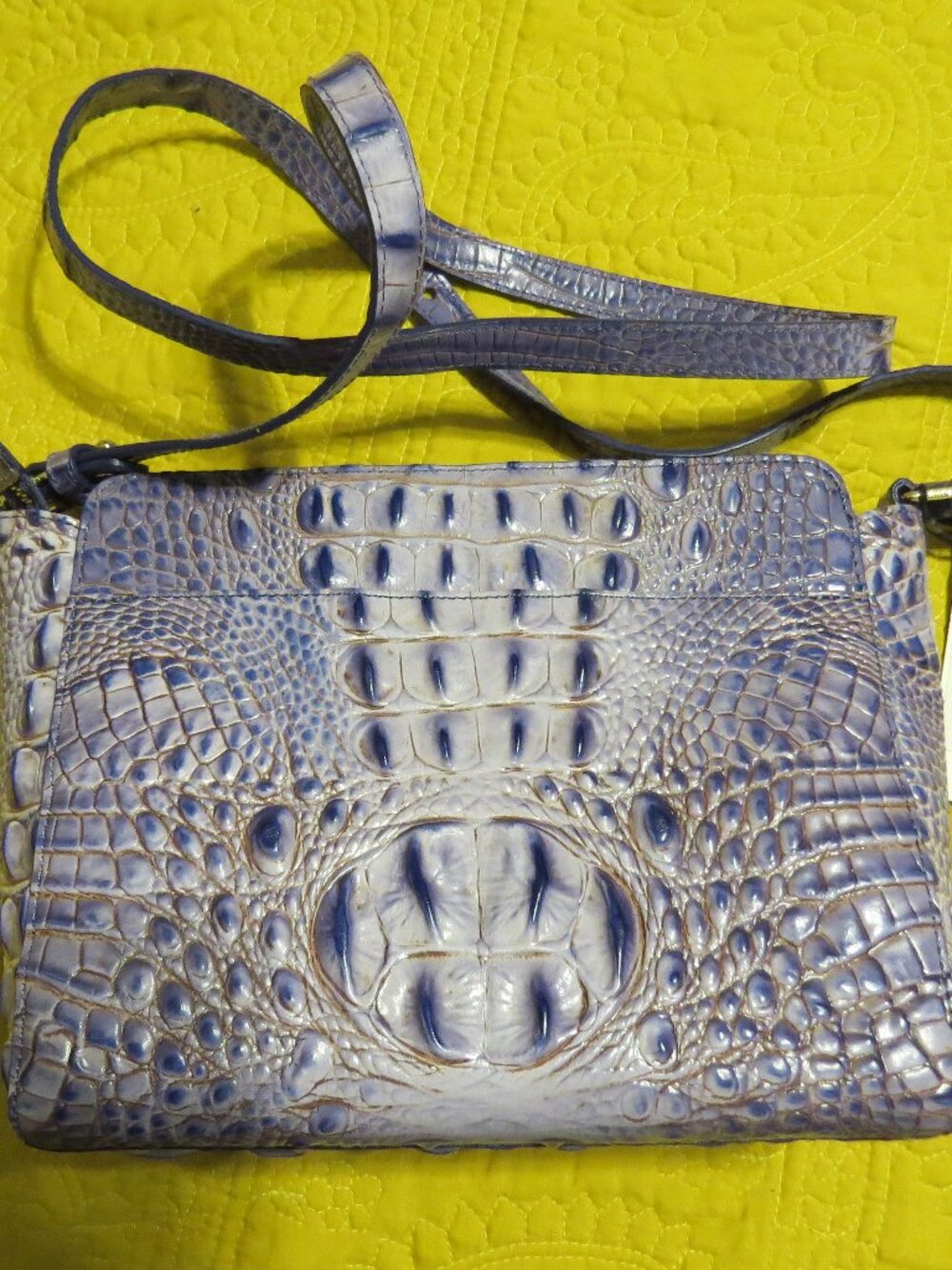 Brahmin Blue Multi-Color Crocodile Embossed Crossbody Bag NWT